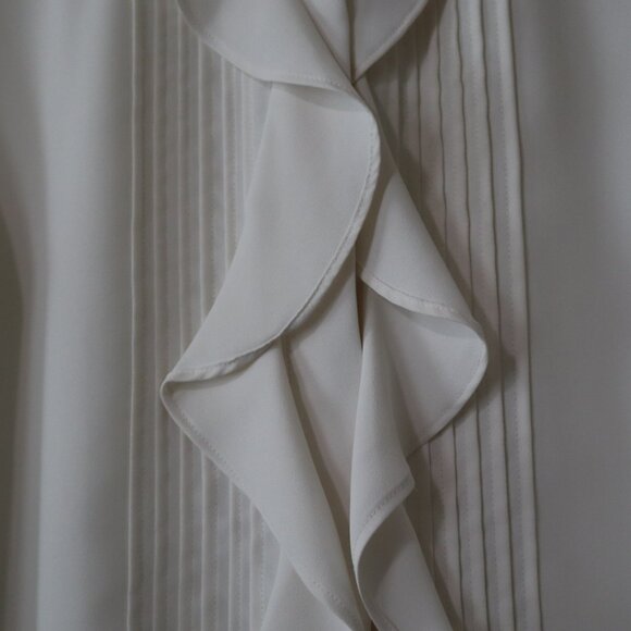 Ann Taylor | Cream Ruffle Blouse, Size Small - Picture 3 of 10